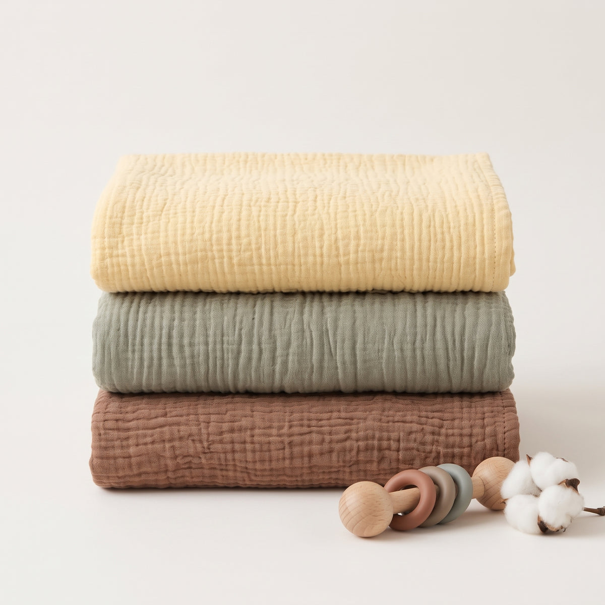 Organic Muslin Swaddle Set - 3-Pack Solid 47''x47''