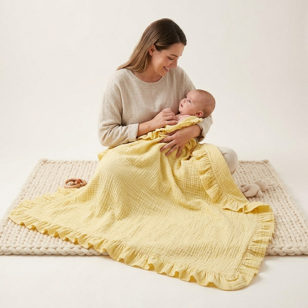 Organic 4-Layer Boho Blanket - Solid