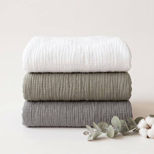 Organic Muslin Receiving Blanket Set 3‑Pack Solid 27.5" x 31.5”