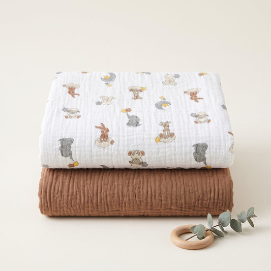 Organic Muslin Receiving Blanket Set 2‑Pack Mix 27.5" x 31.5"