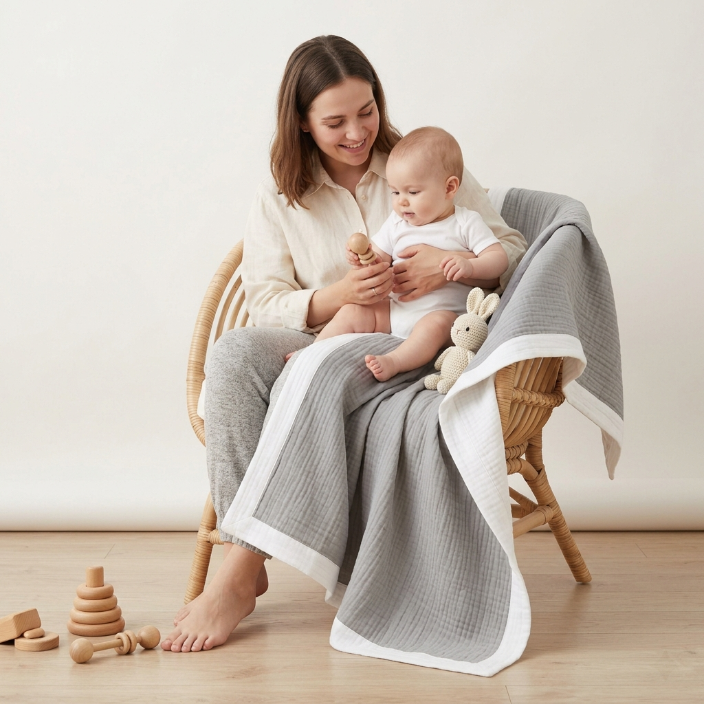 Organic 4-Layer Signature Blanket - Contrast
