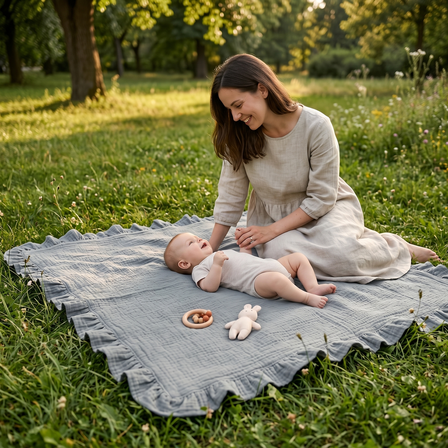 Organic 4-Layer Boho Blanket - Solid