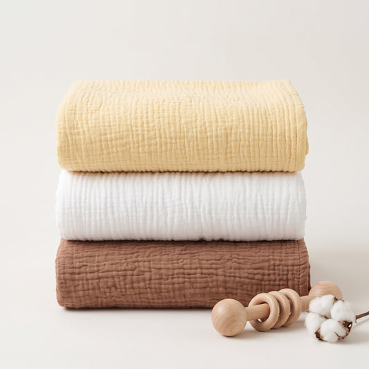 Organic Muslin Receiving Blanket Set 3‑Pack Solid 27.5" x 31.5”