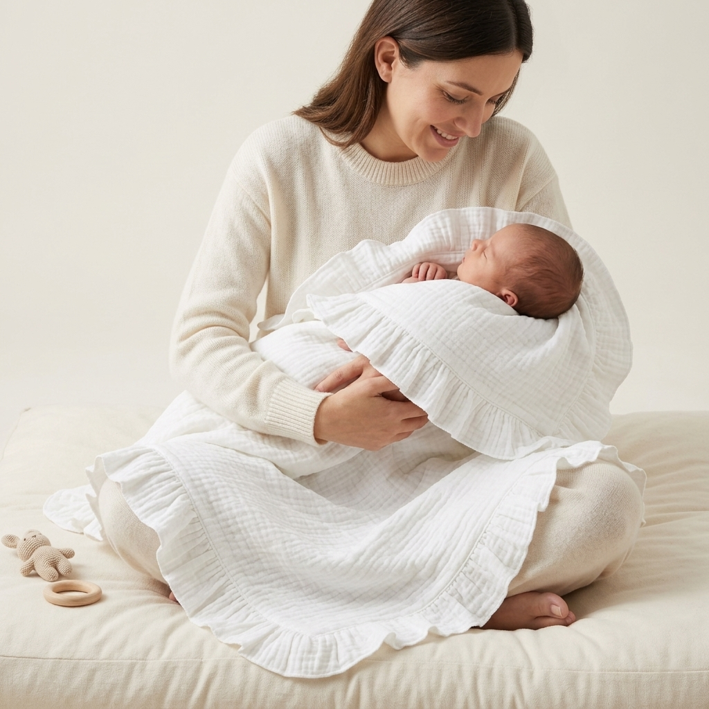 Organic 4-Layer Boho Blanket - Solid