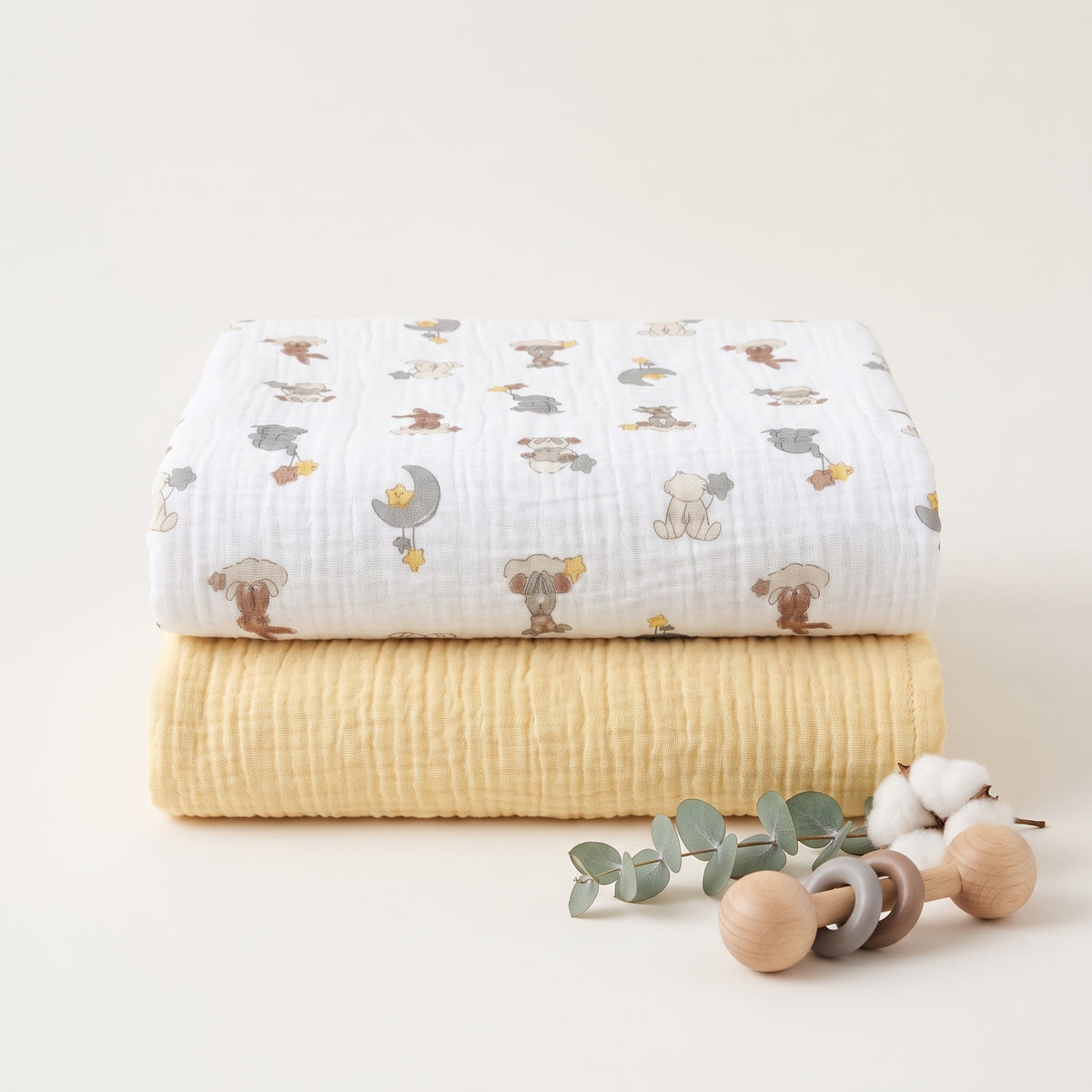 Organic Muslin Receiving Blanket Set 2‑Pack Mix 27.5" x 31.5"