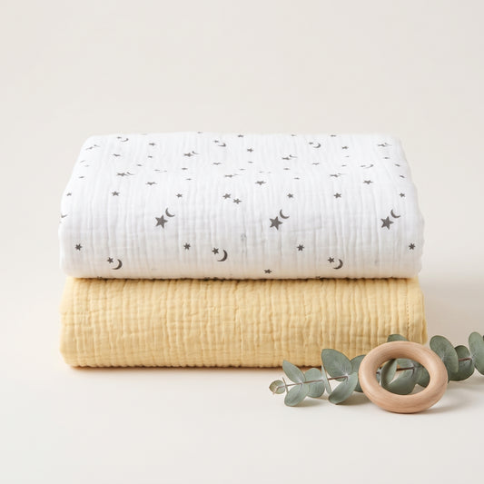 Organic Muslin Receiving Blanket Set 2‑Pack Mix 27.5" x 31.5"